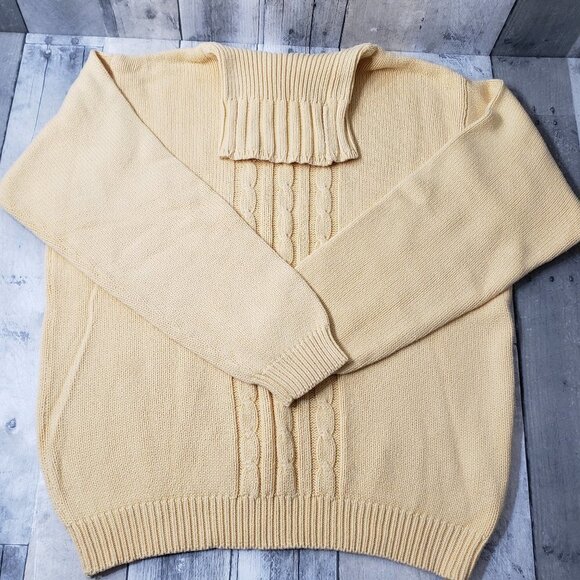 Vintage Talbots Yellow Turtleneck 100% Cotton Sweater - Size M - Picture 1 of 6